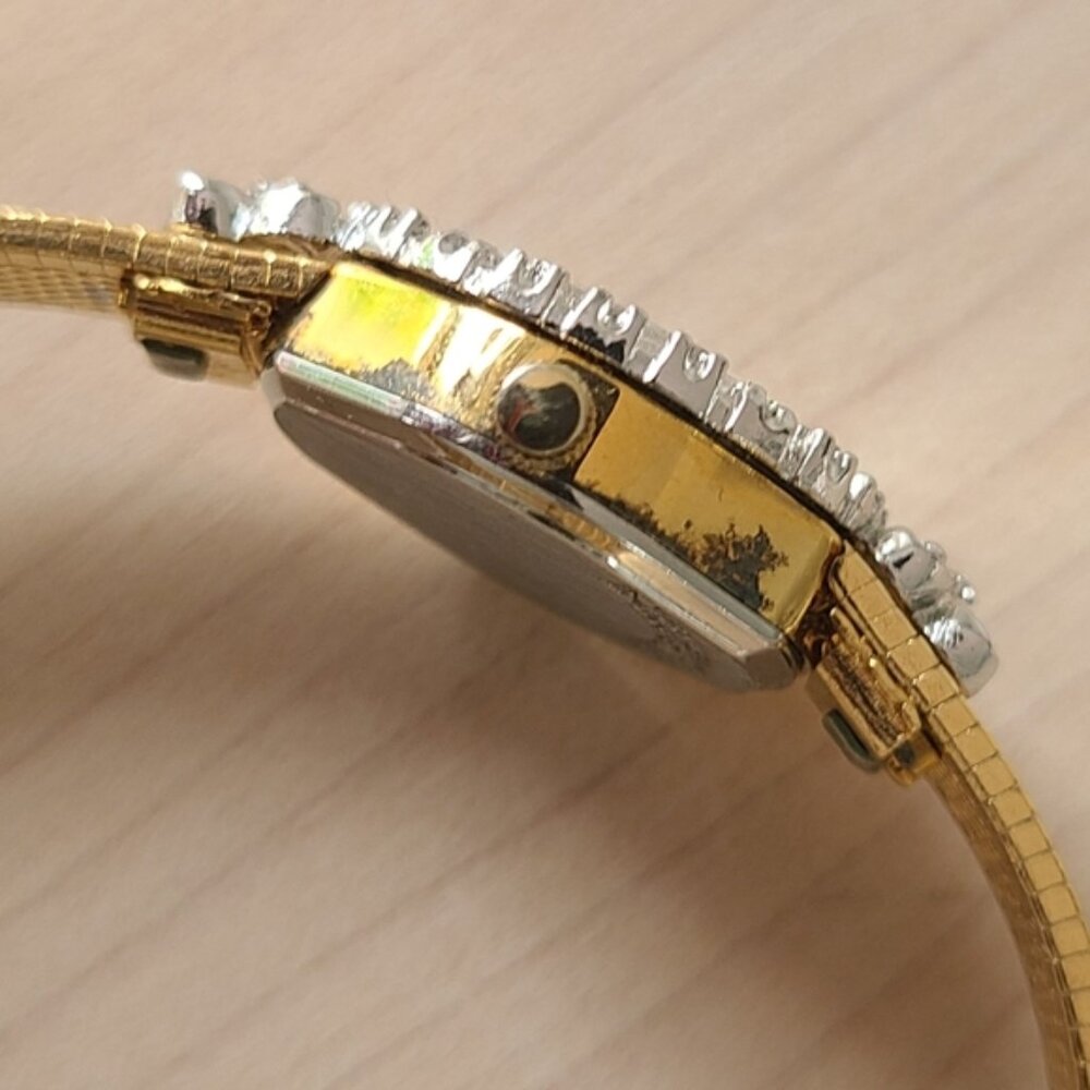 WALTHAM Vintage cocktail gold watch with silver bezel circa 1960s 70s - Picture 8 of 14